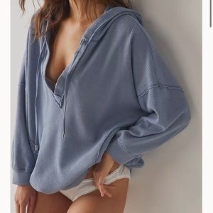 Early night thermal hoodie free people steel blue oversized NWT